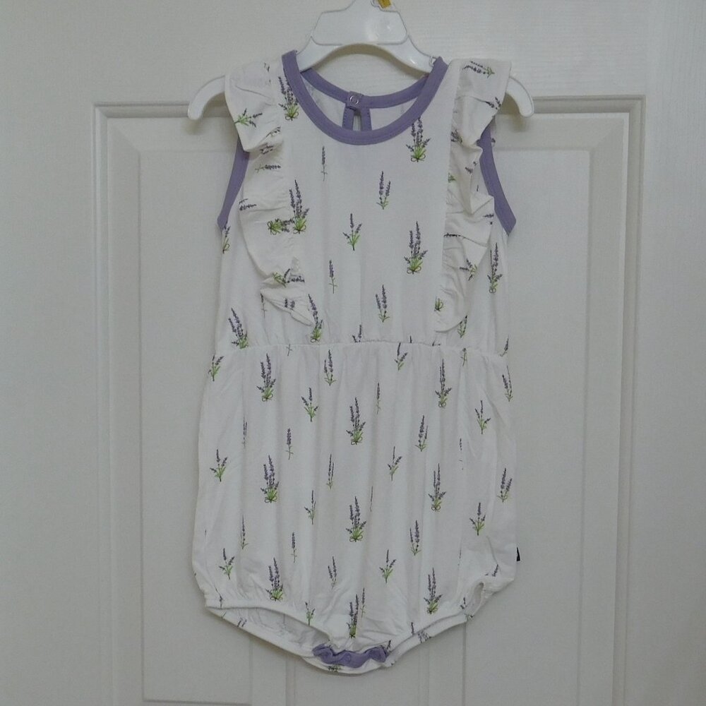 NWT Kyte Baby Lavender Floral Bouquet Bubble Romper sz 3t